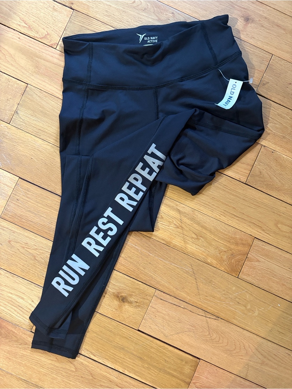 Old Navy Active Womens Black 'Run Rest Repeat' Leggings